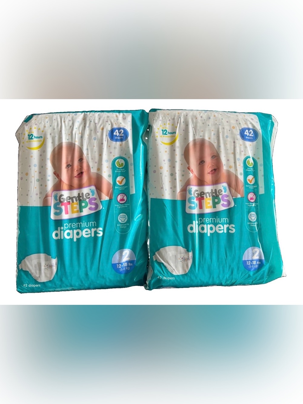 Gentle Steps Premium Diapers Size 2 12-18 lbs 42 Ct Pack Lot of 2 Total 84